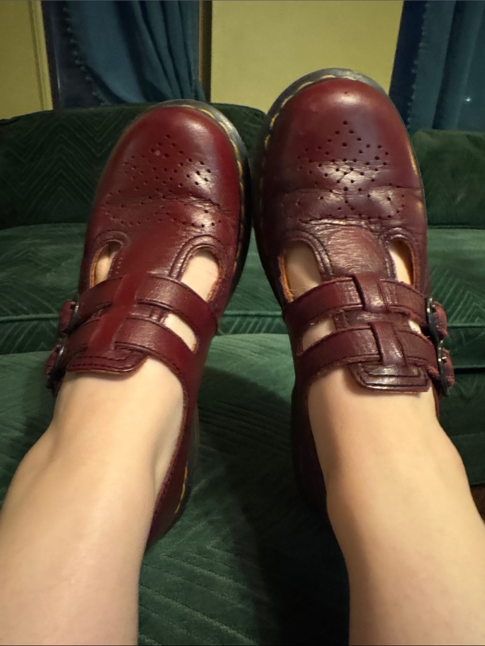 Dr. Martens Women's Burgundy Double-Buckle Mary Jane Flats